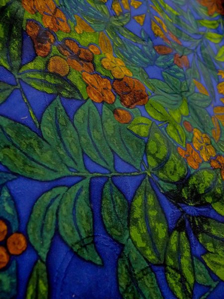 Photo10: N1211A Used Japanese kimono  Dark Navy Blue KOMON dyed for women / Silk. UME plum bloom,   (Grade B) (10)