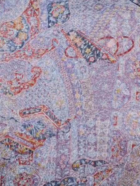 Photo3: Mint N1211B Used Japanese kimono  Grayish Purple KOMON dyed for women / Silk. Chrysanthemum,   (Grade A) (3)