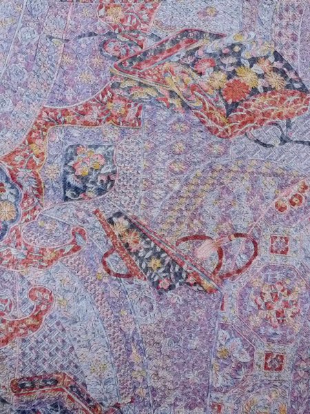 Photo4: Mint N1211B Used Japanese kimono  Grayish Purple KOMON dyed for women / Silk. Chrysanthemum,   (Grade A) (4)