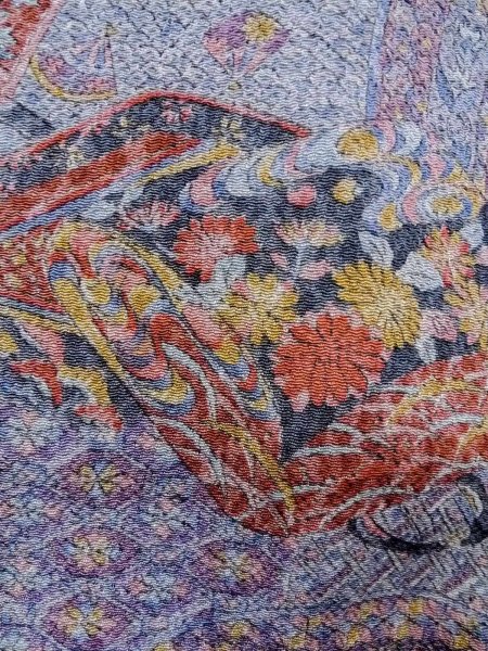 Photo6: Mint N1211B Used Japanese kimono  Grayish Purple KOMON dyed for women / Silk. Chrysanthemum,   (Grade A) (6)