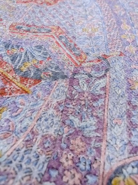 Photo9: Mint N1211B Used Japanese kimono  Grayish Purple KOMON dyed for women / Silk. Chrysanthemum,   (Grade A) (9)