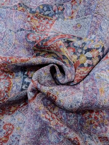 Photo11: Mint N1211B Used Japanese kimono  Grayish Purple KOMON dyed for women / Silk. Chrysanthemum,   (Grade A) (11)