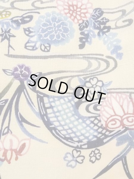 Photo6: N1211D Used Japanese kimono   Ivory KOMON dyed for women / Silk. Chrysanthemum,   (Grade B) (6)