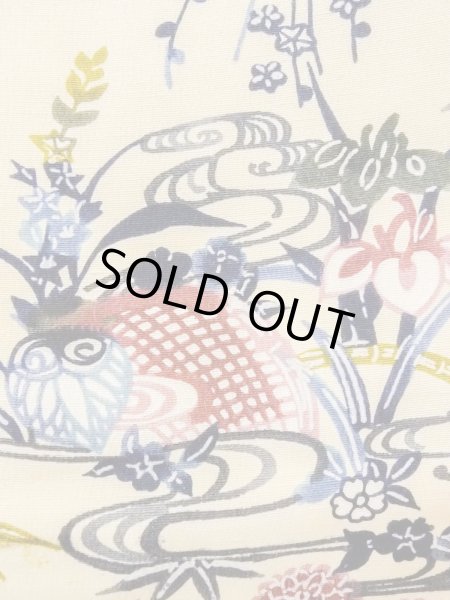 Photo7: N1211D Used Japanese kimono   Ivory KOMON dyed for women / Silk. Chrysanthemum,   (Grade B) (7)