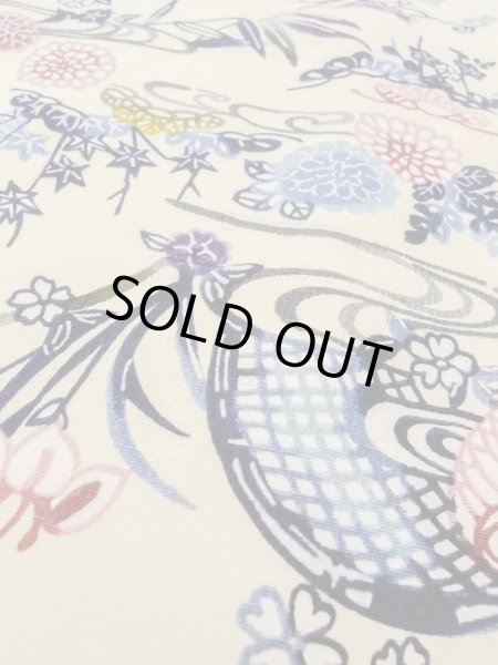 Photo9: N1211D Used Japanese kimono   Ivory KOMON dyed for women / Silk. Chrysanthemum,   (Grade B) (9)