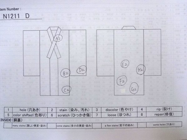 Photo13: N1211D Used Japanese kimono   Ivory KOMON dyed for women / Silk. Chrysanthemum,   (Grade B) (13)
