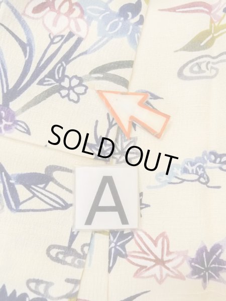Photo14: N1211D Used Japanese kimono   Ivory KOMON dyed for women / Silk. Chrysanthemum,   (Grade B) (14)