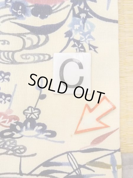 Photo16: N1211D Used Japanese kimono   Ivory KOMON dyed for women / Silk. Chrysanthemum,   (Grade B) (16)