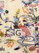 Photo20: N1211D Used Japanese kimono   Ivory KOMON dyed for women / Silk. Chrysanthemum,   (Grade B) (20)