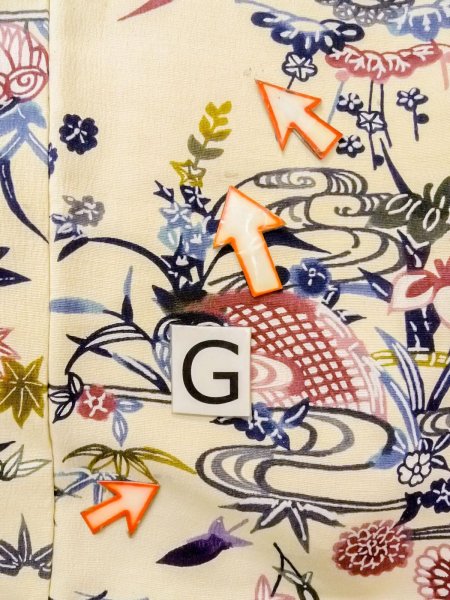 Photo20: N1211D Used Japanese kimono   Ivory KOMON dyed for women / Silk. Chrysanthemum,   (Grade B) (20)