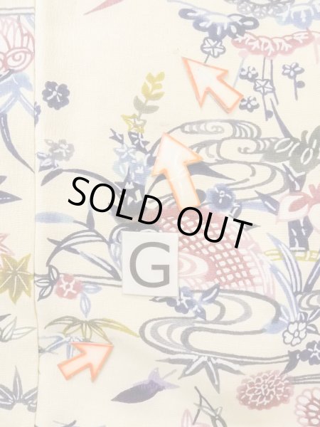 Photo20: N1211D Used Japanese kimono   Ivory KOMON dyed for women / Silk. Chrysanthemum,   (Grade B) (20)