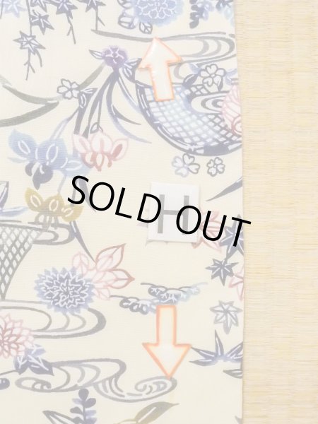 Photo21: N1211D Used Japanese kimono   Ivory KOMON dyed for women / Silk. Chrysanthemum,   (Grade B) (21)