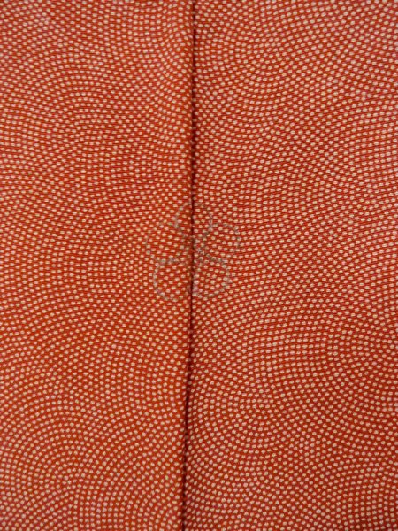 Photo5: N1211E Vintage Japanese kimono   Vermilion EDO KOMON pattern dyed for women / Silk. Wave,   (Grade C) (5)