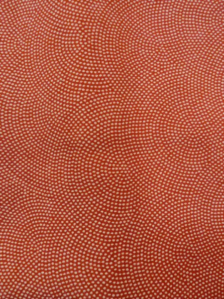 Photo8: N1211E Vintage Japanese kimono   Vermilion EDO KOMON pattern dyed for women / Silk. Wave,   (Grade C) (8)