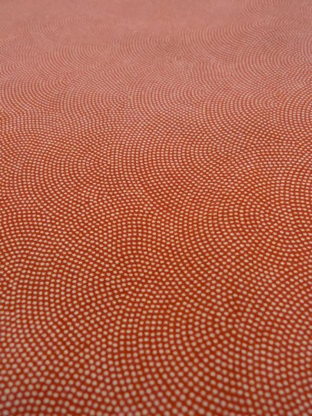 Photo9: N1211E Vintage Japanese kimono   Vermilion EDO KOMON pattern dyed for women / Silk. Wave,   (Grade C) (9)