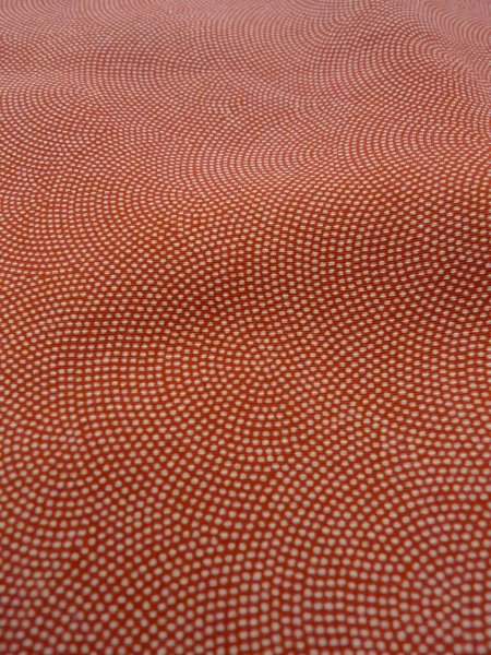 Photo10: N1211E Vintage Japanese kimono   Vermilion EDO KOMON pattern dyed for women / Silk. Wave,   (Grade C) (10)