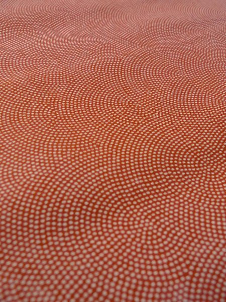 Photo11: N1211E Vintage Japanese kimono   Vermilion EDO KOMON pattern dyed for women / Silk. Wave,   (Grade C) (11)
