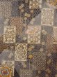 Photo3: N1211F Used Japanese kimono  Dark Multi Color Dyed OSHIMA-TSUMUGI for women / Silk. MOMIJI maple leaf,   (Grade B) (3)