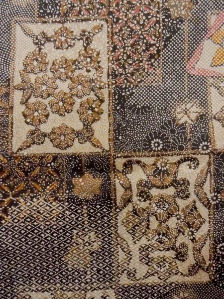 Photo6: N1211F Used Japanese kimono  Dark Multi Color Dyed OSHIMA-TSUMUGI for women / Silk. MOMIJI maple leaf,   (Grade B) (6)