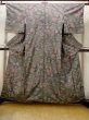 Photo1: Mint N1211G Used Japanese kimono  Dark Multi Color OSHIMA-TSUMUGI for women / Silk. Chrysanthemum,   (Grade A) (1)