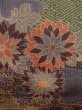 Photo5: Mint N1211G Used Japanese kimono  Dark Multi Color OSHIMA-TSUMUGI for women / Silk. Chrysanthemum,   (Grade A) (5)