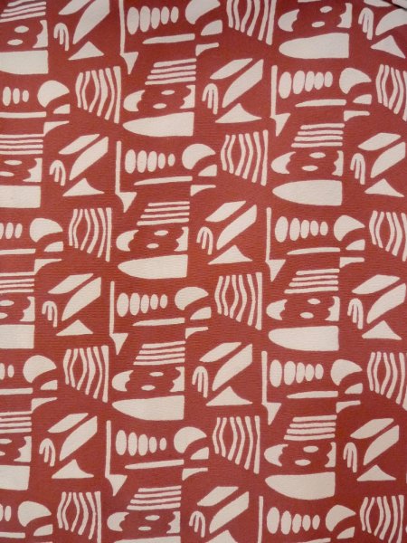 Photo3: N1211H Vintage Japanese kimono  Grayish Red KOMON dyed for women / Silk. Geometrical pattern,   (Grade B) (3)