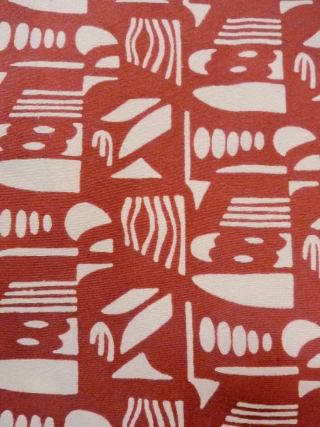 Photo5: N1211H Vintage Japanese kimono  Grayish Red KOMON dyed for women / Silk. Geometrical pattern,   (Grade B) (5)