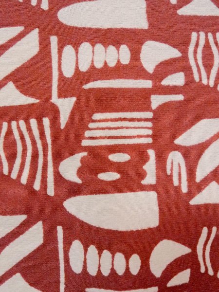 Photo6: N1211H Vintage Japanese kimono  Grayish Red KOMON dyed for women / Silk. Geometrical pattern,   (Grade B) (6)