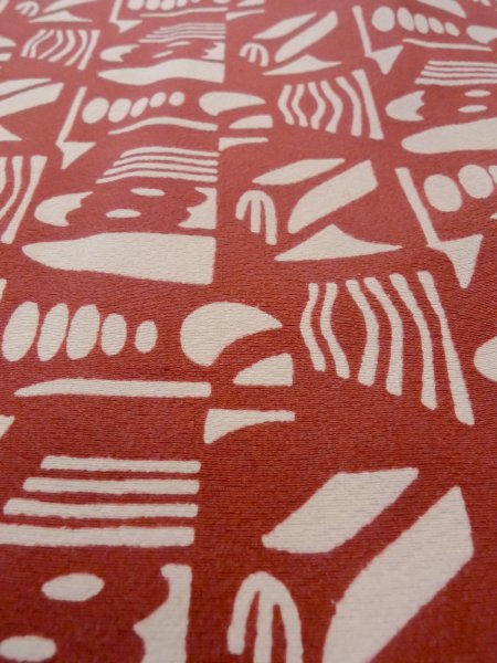 Photo9: N1211H Vintage Japanese kimono  Grayish Red KOMON dyed for women / Silk. Geometrical pattern,   (Grade B) (9)