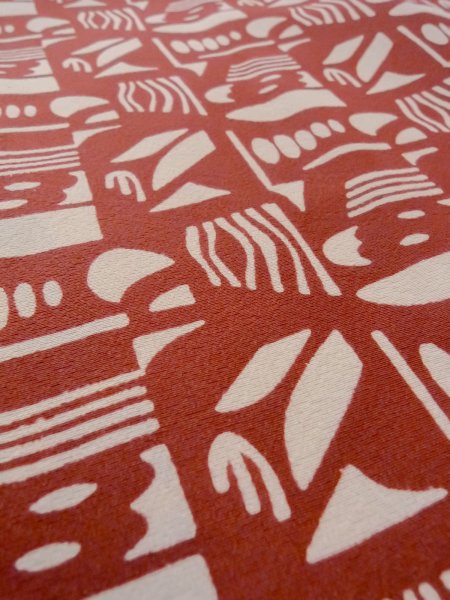 Photo10: N1211H Vintage Japanese kimono  Grayish Red KOMON dyed for women / Silk. Geometrical pattern,   (Grade B) (10)