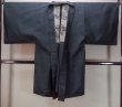 Photo1: N1226A Used Japanese kimono  Bluish Gray OSHIMA-TSUMUGI for men / Silk. Tortoise-shell pattern(Hexagonal pattern)   (Grade B) (1)