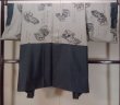 Photo5: N1226A Used Japanese kimono  Bluish Gray OSHIMA-TSUMUGI for men / Silk. Tortoise-shell pattern(Hexagonal pattern)   (Grade B) (5)