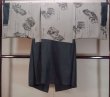 Photo6: N1226A Used Japanese kimono  Bluish Gray OSHIMA-TSUMUGI for men / Silk. Tortoise-shell pattern(Hexagonal pattern)   (Grade B) (6)