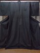 Photo1: N1226B Used Japanese kimono  Bluish Gray OSHIMA-TSUMUGI for men / Silk. Tortoise-shell pattern(Hexagonal pattern)   (Grade C) (1)