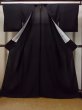 Photo2: Mint N1226F Vintage Japanese kimono   Black MONTSUKI crests for women / Silk.    (Grade A) (2)