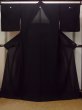 Photo1: N1226H Vintage Japanese kimono   Black MONTSUKI crests for women / Silk.    (Grade B) (1)