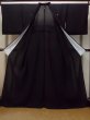 Photo2: N1226H Vintage Japanese kimono   Black MONTSUKI crests for women / Silk.    (Grade B) (2)