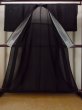 Photo2: N1226O Vintage Japanese kimono   Black MONTSUKI crests for women / Silk.  There is an impression of use.  (Grade D) (2)