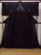 Photo1: N1226T Vintage Japanese kimono   Black MONTSUKI crests for women / Silk.    (Grade B) (1)