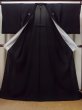 Photo2: Mint N1227D Vintage Japanese kimono   Black MONTSUKI crests for women / Silk.    (Grade A) (2)