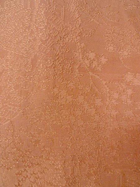 Photo7: O0117A Vintage Japanese kimono  Pale Beige IROMUJI plain colored for women / Silk. Landscape, Landscape, tree basic woven pattern  (Grade C) (7)