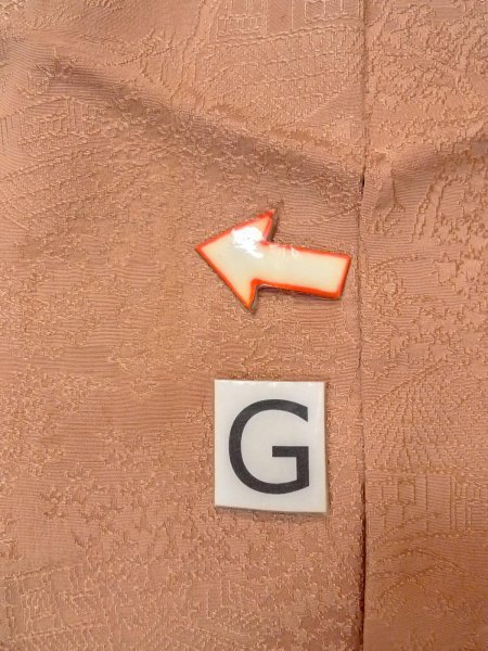 Photo21: O0117A Vintage Japanese kimono  Pale Beige IROMUJI plain colored for women / Silk. Landscape, Landscape, tree basic woven pattern  (Grade C) (21)