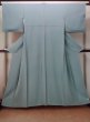 Photo1: O0117B Vintage Japanese kimono Pale Grayish Light Blue IROMUJI plain colored for women / Silk.    (Grade C) (1)
