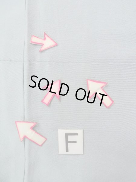 Photo20: O0117B Vintage Japanese kimono Pale Grayish Light Blue IROMUJI plain colored for women / Silk.    (Grade C) (20)