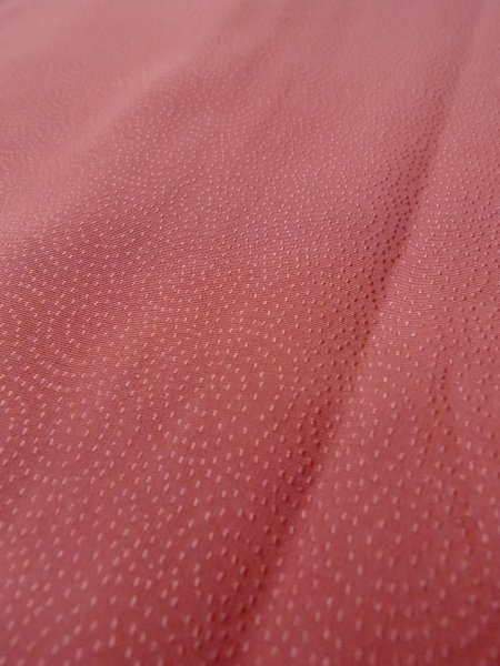 Photo9: O0117C Vintage Japanese kimono   Coral IROMUJI plain colored for women / Silk.    (Grade B) (9)