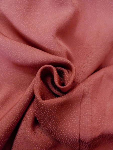 Photo13: O0117C Vintage Japanese kimono   Coral IROMUJI plain colored for women / Silk.    (Grade B) (13)