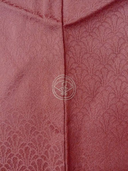Photo3: O0117E Vintage Japanese kimono  Reddish Coral IROMUJI plain colored for women / Silk.    (Grade B) (3)