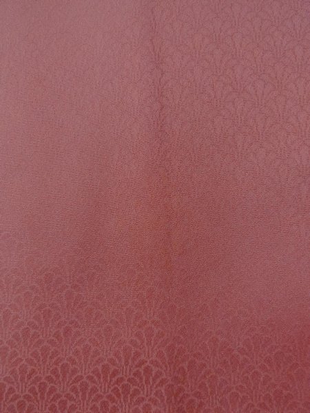 Photo6: O0117E Vintage Japanese kimono  Reddish Coral IROMUJI plain colored for women / Silk.    (Grade B) (6)