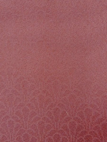 Photo8: O0117E Vintage Japanese kimono  Reddish Coral IROMUJI plain colored for women / Silk.    (Grade B) (8)