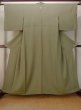 Photo1: O0117G Vintage Japanese kimono  Grayish Green IROMUJI plain colored for women / Silk.    (Grade C) (1)